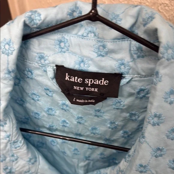 Kate Spade Blue Casual Button Down Dress with Geometric Pattern - Picture 3 of 7